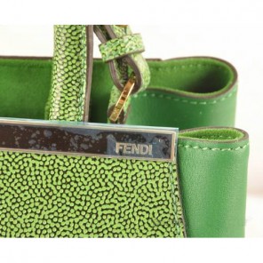 Fendi 2Jours Cannage&Ferrari Leather Tote Bag F2552S Green