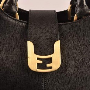 Fendi 2jours Saffiiano Leather Tote Bag 2546 Black