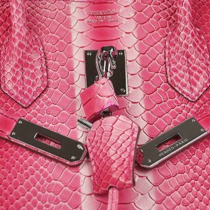 Hermes Birkin 35CM Peach Snake Leather Tote Bag Silver