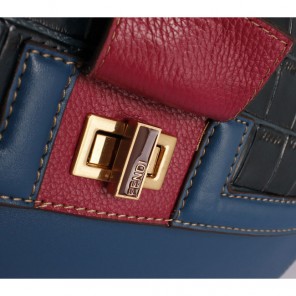 FENDI 2012 handbags Pillow bag FD9106 black crocodile with blue