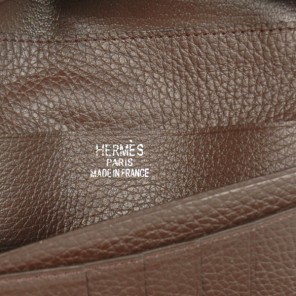 Hermes 3 fold wallet leather in Dark Brown