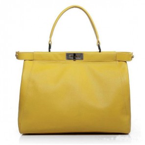 Fendi Peekaboo Bag Lemon Calfskin Leather F2292