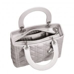Lady Dior bag in mink-grey leather