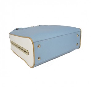 Prada Saffiano Leather Medium Tote Bag BL5018 Blue&White