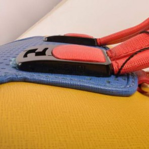 Fendi Chameleon Punch Saffiiano Leather Top Zip Tote Bag 2537 Blue-Yellow