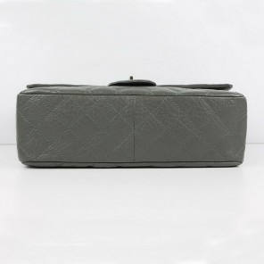 Chanel Flap Bag Quilted Gray Leather with Silver Chain 48102