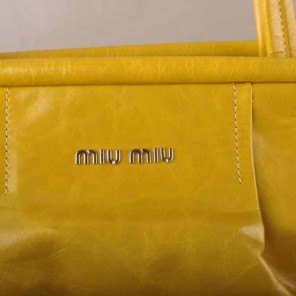 Miu Miu Tote Handbags Oil Wax Leather 8001 Yellow