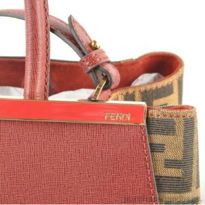 Fendi 2Jours Saffiiano Leather Fabric Tote Bag F2552M Wine
