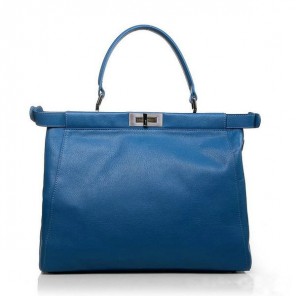 Fendi Peekaboo Bag Blue Calfskin Leather F2292