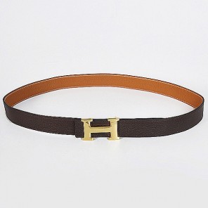 Hermes belt leather in Camel/Dark Brown with H Gold Buckle
