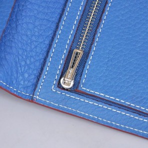 Hermes 2 flod original leather wallet in Turkey Blue
