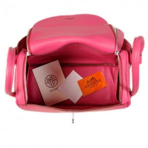 Hermes Lindy 30CM Havanne Handbags 1057 Peach Leather Silver Hardware