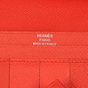 Hermes 2 flod original leather wallet in Flame
