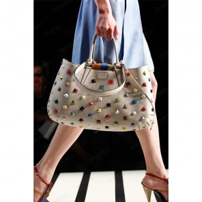 Fendi Borsa Multi-Color Studded Satchel