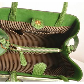 Fendi 2Jours Cannage&Ferrari Leather Tote Bag F2552S Green