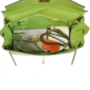 Hermes Kelly 32CM clemence leather in Light Green with Gold hardware