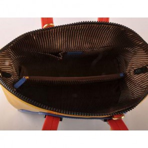 Fendi Chameleon Punch Saffiiano Leather Top Zip Tote Bag 2537 Blue-Yellow