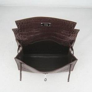 Hermes Kelly 22CM Coffee Crocodile