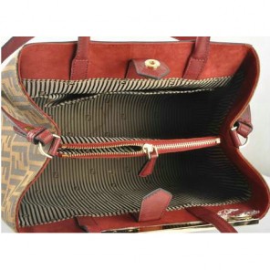 Fendi 2Jours Saffiiano Leather Fabric Tote Bag F2552M Wine