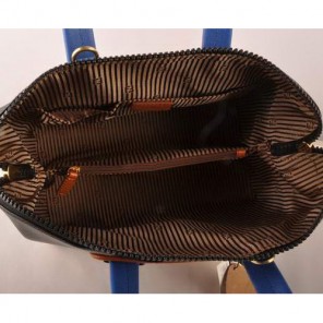 Fendi Chameleon Punch Saffiiano Leather Top Zip Tote Bag 2545 Tan-Black