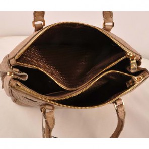 Prada Small Croco Leather Tote Bag Brown