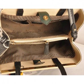 Fendi 2Jours Fabric&Horsehair Tote Bag F2552M Black&White