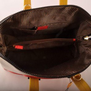 Fendi Chameleon Punch Saffiiano Leather Top Zip Tote Bag 2537 Red-White