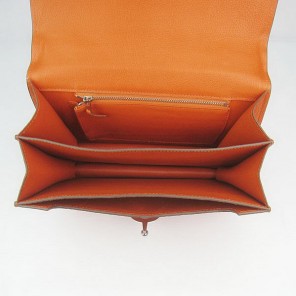 Hermes Stirrup Shoulder Bag Orange Calfskin Silver