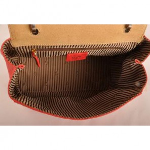 Fendi Silvana Croco-Ostrich Leather Flap Bag 2548 Black-Red