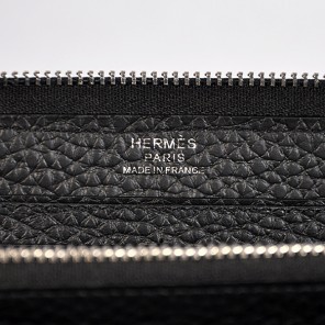 Hermes Evelyn Wallet clemence leather in Black