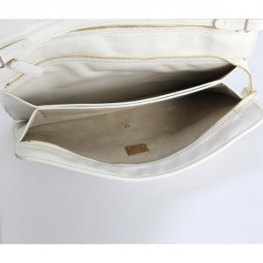 Celine Clasp Shoulder Bag Calfskin White