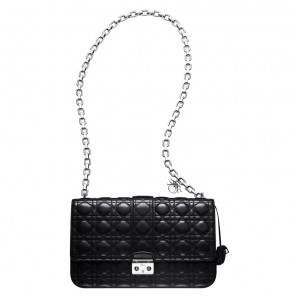 Black leather Miss Dior bag