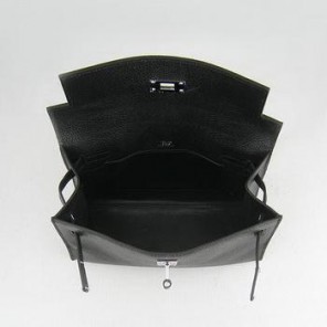 Hermes Kelly 22CM Cattle Neck Stripe Black