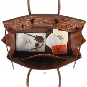 Hermes Birkin 35CM Crocodile stripes leather in Dark Brown with Gold hardware