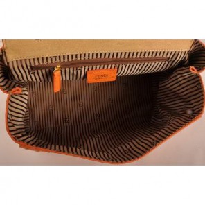 Fendi Silvana Croco-Ostrich Leather Flap Bag 2548 Brown-Orange