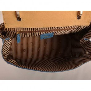 Fendi Silvana Croco-Ostrich Leather Flap Bag 2548 Blue