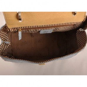 Fendi Silvana Croco-Ostrich Leather Flap Bag 2548 White-Blue