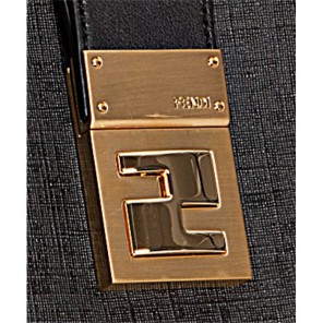 Fendi tobacco zucchino spalmati clasp detail shoulder bag
