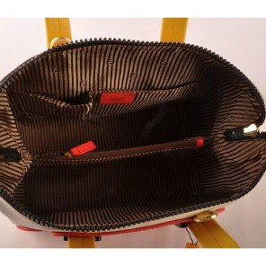 Fendi Chameleon Punch Saffiiano Leather Top Zip Tote Bag 2545 Red-White