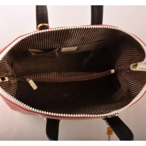 Fendi Chameleon Punch Saffiiano Leather Top Zip Tote Bag 2537 White-Red