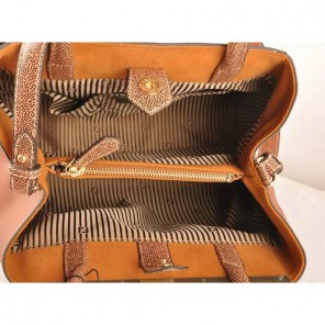 Fendi 2Jours Cannage&Ferrari Leather Tote Bag F2552S Light Brown