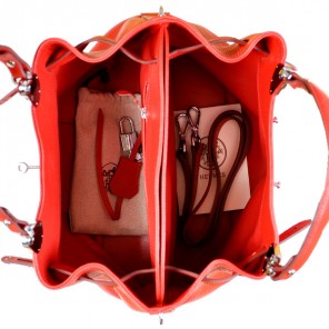 Hermes Mini so kelly bag in Flame with Silver hardware