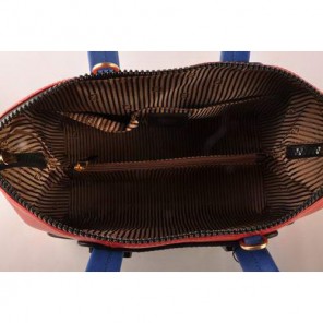 Fendi Chameleon Punch Saffiiano Leather Top Zip Tote Bag 2545 Black-Red