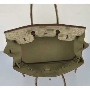 Hermes Birkin 35CM Tote Bag Croco Leather H6089 Grey