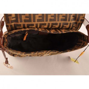 Fendi Classic FF Fabric Shoulder Bag F2325 Camel