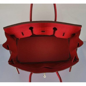 Hermes Birkin 35CM Red Snake Leather Tote Bag Gold