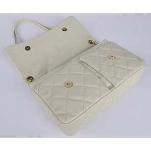 Chanel A50362 Offwhite Sheepskin Leather Flap Bag