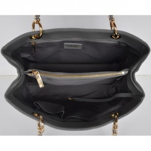 Chanel A50995 Grey Cannage Leather Shoulder Bag Gold