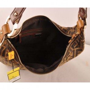 Fendi Classic FF Fabric Hobo Bag F7362 Brown