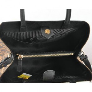 Fendi 2Jours Saffiiano Leather Fabric Tote Bag F2552M Black